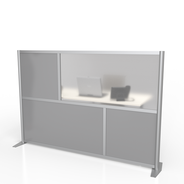 84" wide x 51" high Office Partition Desk Divider - Gray and Translucent