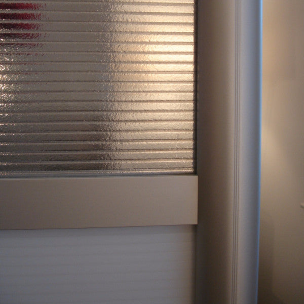 The frame and panel details of the office partition wall.
