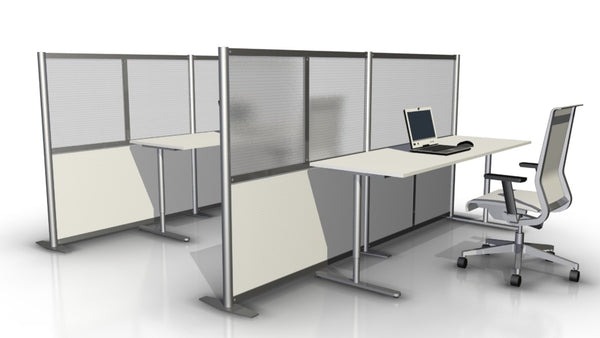 100" wide by 51" tall Modern Desk Privacy Partition White & Translucent