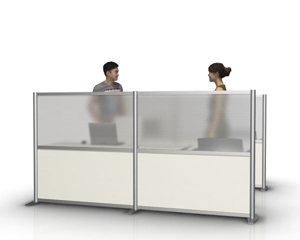 51" high x 100" wide modern translucent office partition