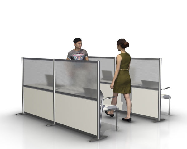 51" high x 100" wide modern translucent office partition