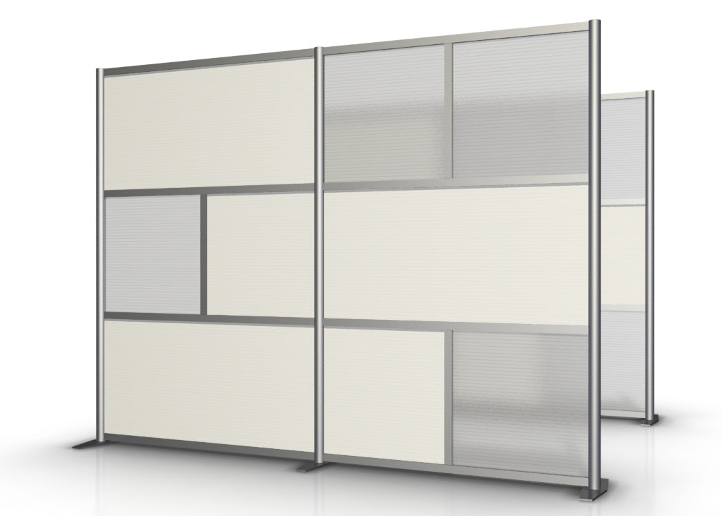 100" wide by 75" tall Modern Office Partition White & Translucent
