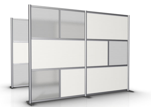 100" wide by 75" tall Modern Office Partition White & Translucent