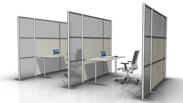 100" wide by 75" tall Modern Office Partition White & Translucent