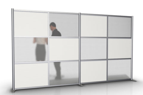 Modern Office Partition Wall - 133" x 75" High, White & Translucent Panels