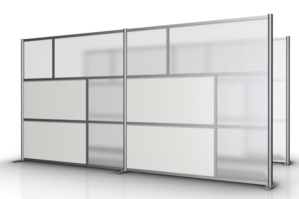 148 inch wide x 75" high Modern Office Partition White & Translucent Panels