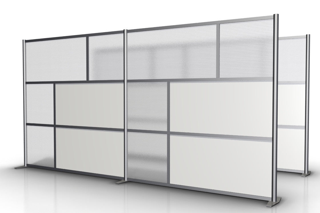 148 inch wide x 75" high Modern Office Partition White & Translucent Panels