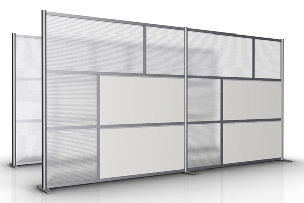 148 inch wide x 75" high Modern Office Partition White & Translucent Panels