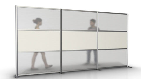 148" wide office partition & room divider with translucent & white panels