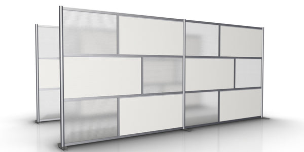 166" wide x 75" high Modern Room Partition White & Translucent
