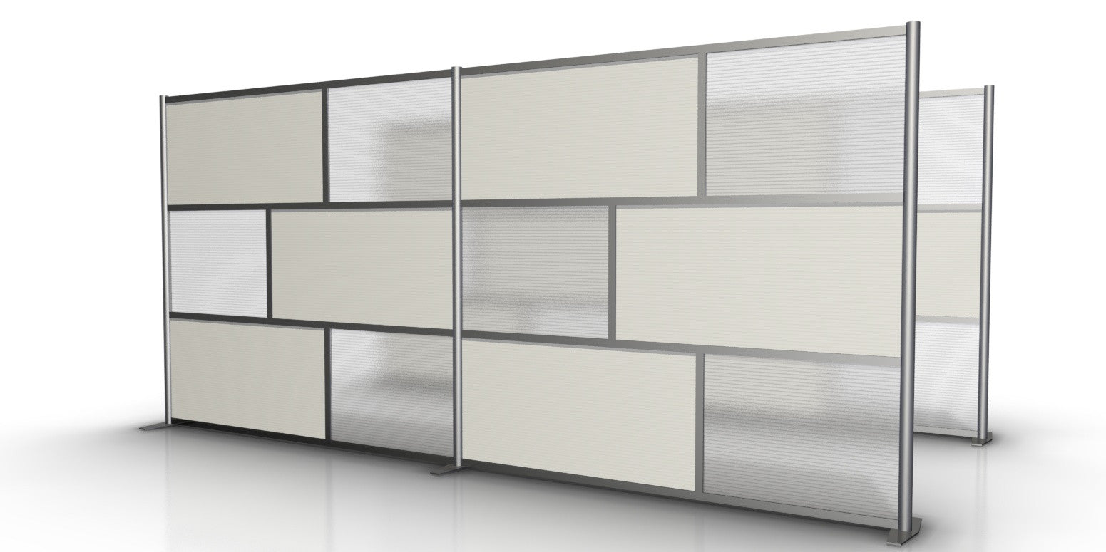166" wide x 75" high Modern Room Partition White & Translucent