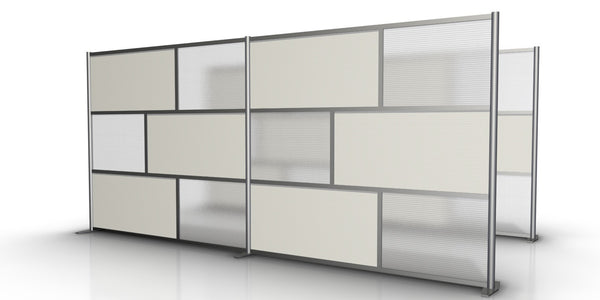 166" wide x 75" high Modern Room Partition White & Translucent