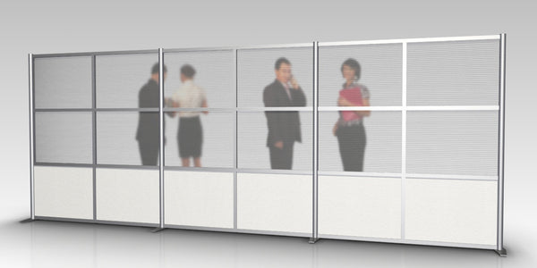 200" wide x 75" high Office Partition Room Divider, Translucent & White Panels