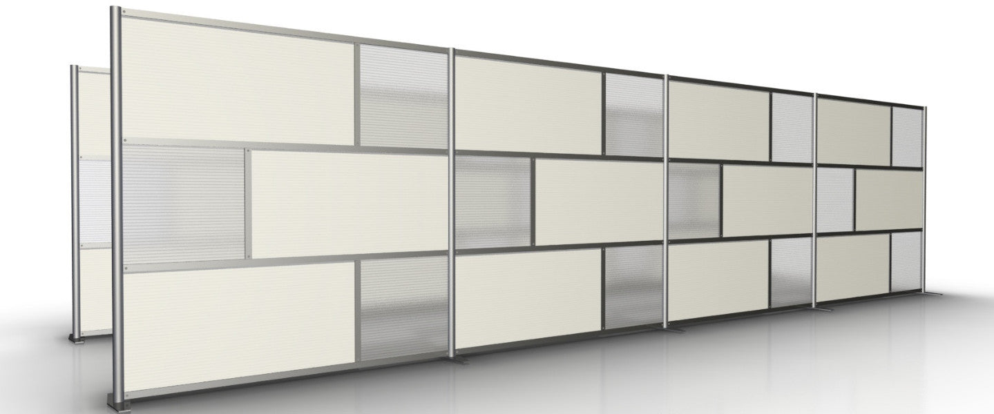 24'-6" Long Room Partition, White and Translucent Panels