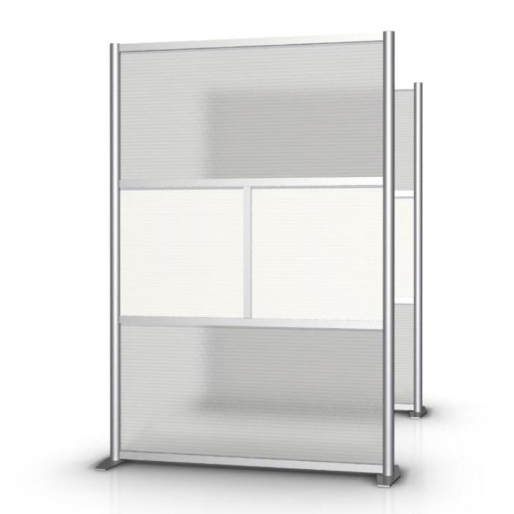 Modern Office Partition 51 inch wide by 75 inch high model # SW5175-2, White & Translucent