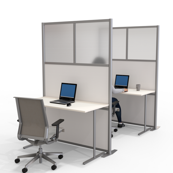 Modern Office Partition 51 inch wide by 75 inch high model # SW5175-6, White & Translucent