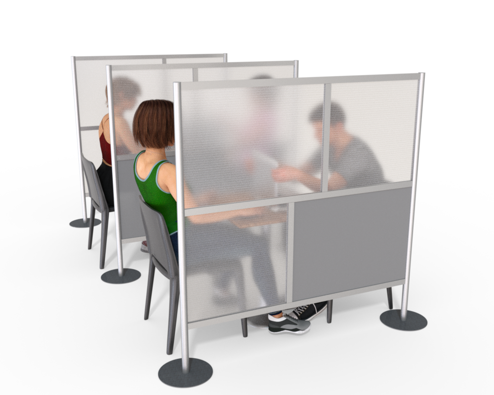 Room Divider Partition, Gray & Translucent 60" wide x 60" high