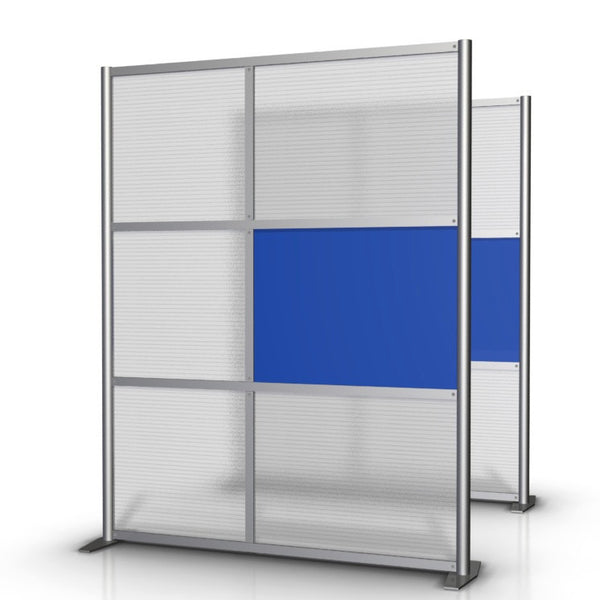 Modern Room Divider, 60" wide by 75" tall with  Blue & Translucent Panels