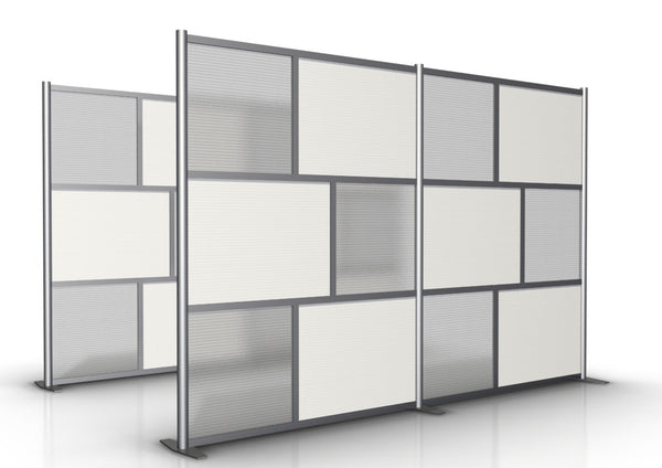 118" wide by 75" high Room Partition, White & Translucent Panels