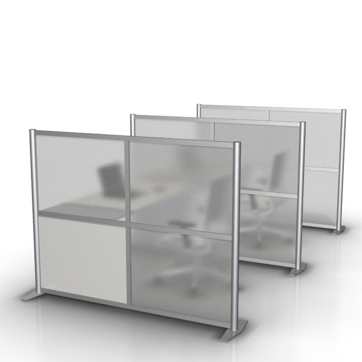 Office Partition, Translucent & White Panels, 68" wide x 51" high