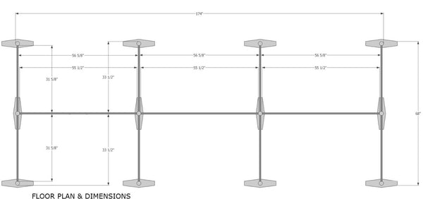 6 Workstations Office Partitions Configuration White & Translucent Floor Plan