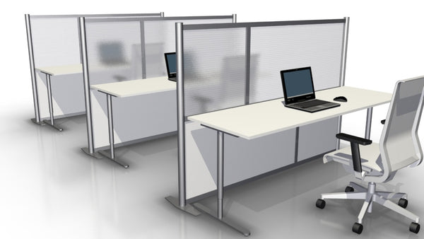 75" wide x 51" high Office Partition Desk Divider, White & Translucent Panels
