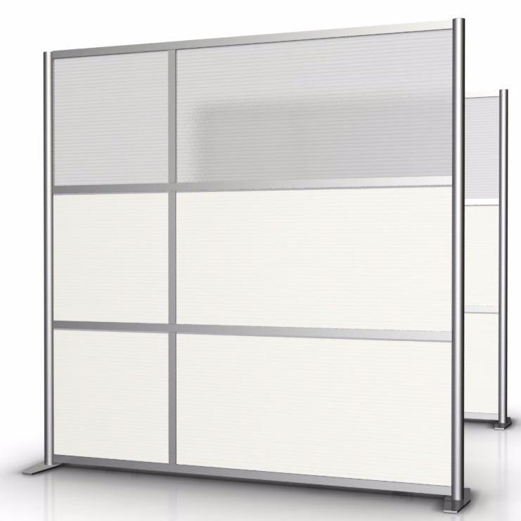 75" wide x 75" high Office Room Divider, White & Translucent