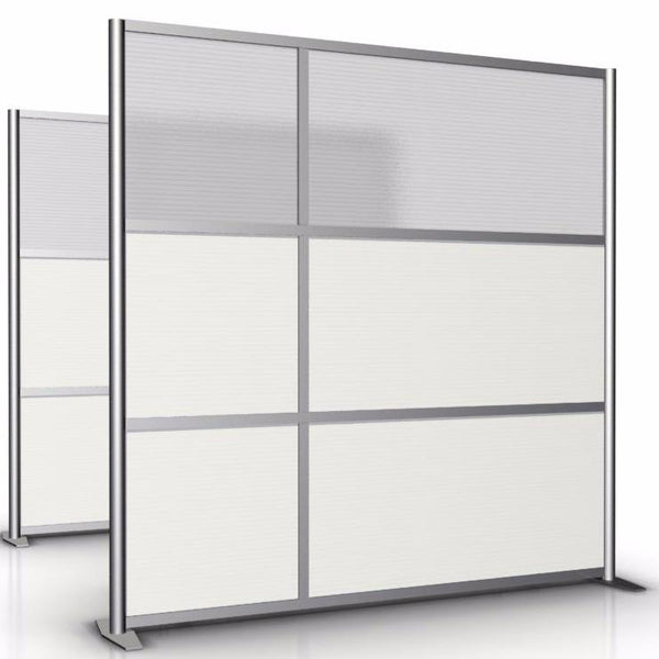 75" wide x 75" high Office Room Divider, White & Translucent