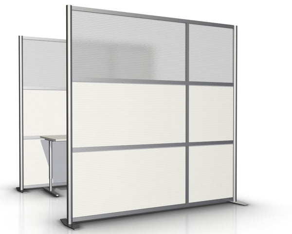 75" wide x 75" high Office Room Divider, White & Translucent