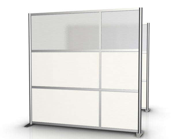 75" wide x 75" high Office Room Divider, White & Translucent