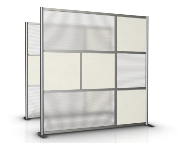 75" wide by 75" tall Room Partition with White & Translucent Panels