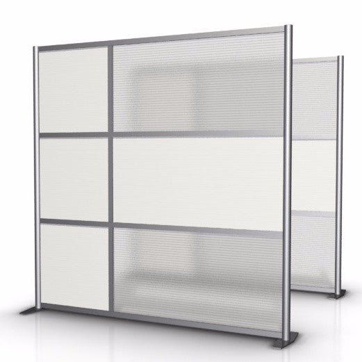 75" wide by 75" tall Office Partition with White & Translucent Panels