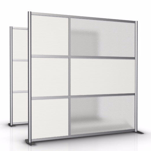 75" wide by 75" tall Office Partition with White & Translucent Panels
