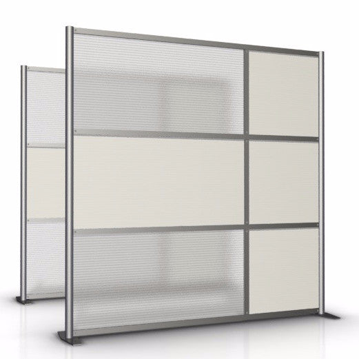 75" wide by 75" tall Office Partition with White & Translucent Panels