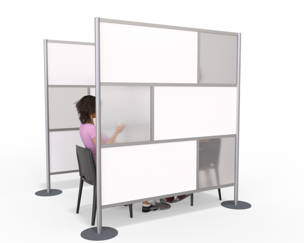 Modern Modular Office Partition 75" wide x 84" height White Panels