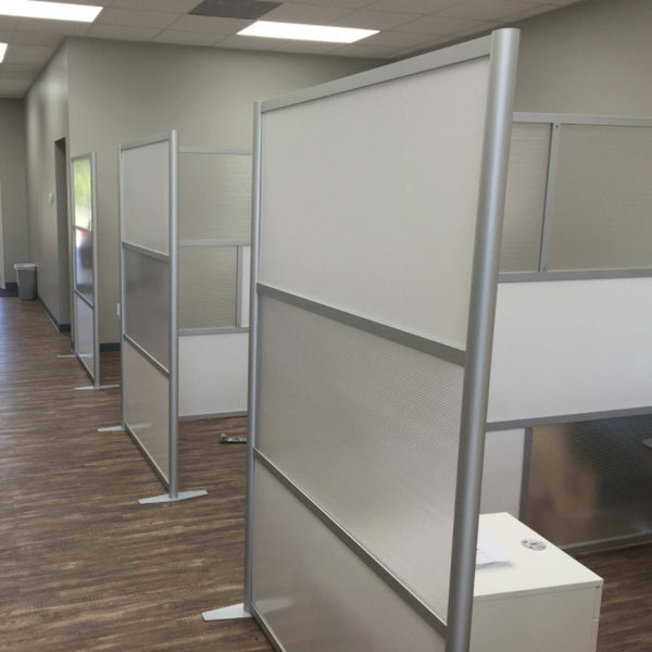 51" wide x 75" high Office Partition Room Divider, White & Translucent Panels