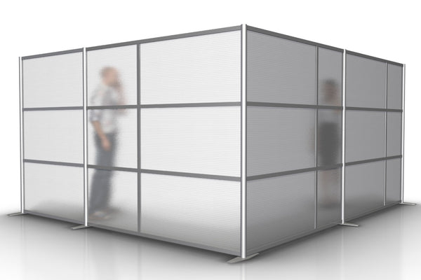 L-Shaped Office Partition - 148" x 133" x 75" High with Translucent Panels