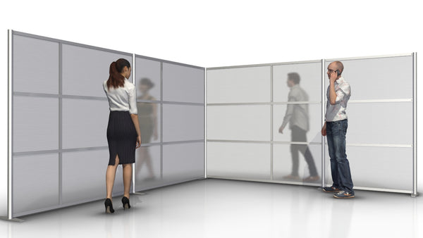 L-Shaped Office Partition - 148" x 133" x 75" High with Translucent Panels