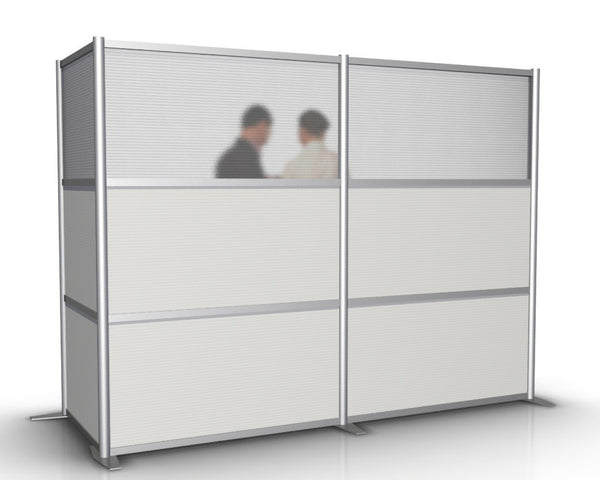 L-Shaped Room Partition - 100" x 35" x 75" High, White & Translucent