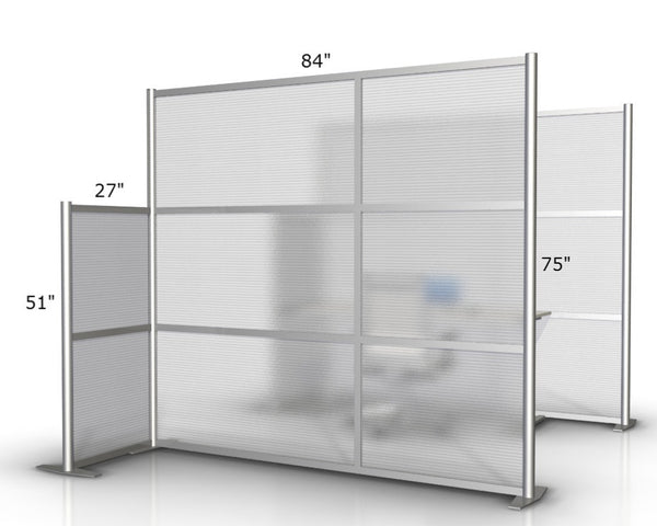 L-Shaped Office Partition, 75" x 27" x 75" & 51" high