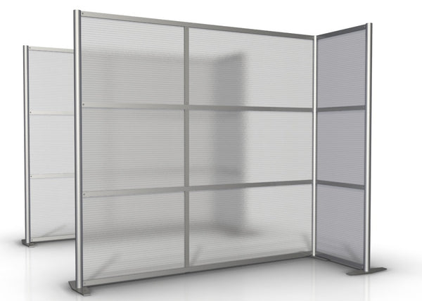 L-Shaped Office Partition, 75" x 27" x 75" high with Translucent Panels