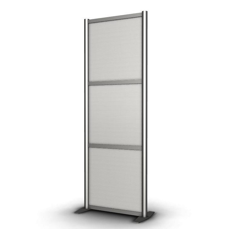 27" wide x 75" high Modern Office Divider, White Translucent Panels