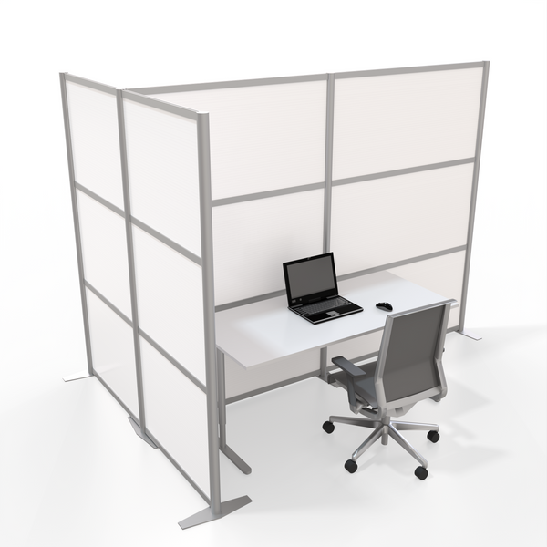 100"L x 35" x 35" x 75" high -  T-Shaped Office Partition, White Panels