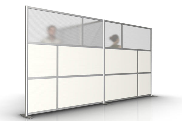 148"L x 92"W x 75" high, T-Shaped Office Partition, Translucent & White Panels