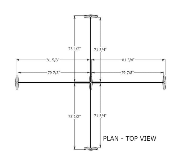 Plan of Quad T-Shaped Office Partition with Gray and Translucent Panels